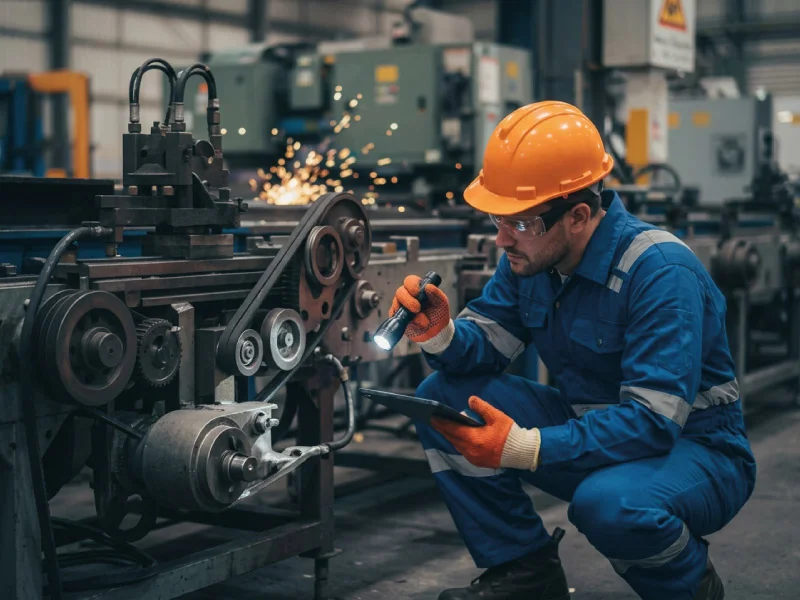 trabajador realizando inspección de equipos industriales