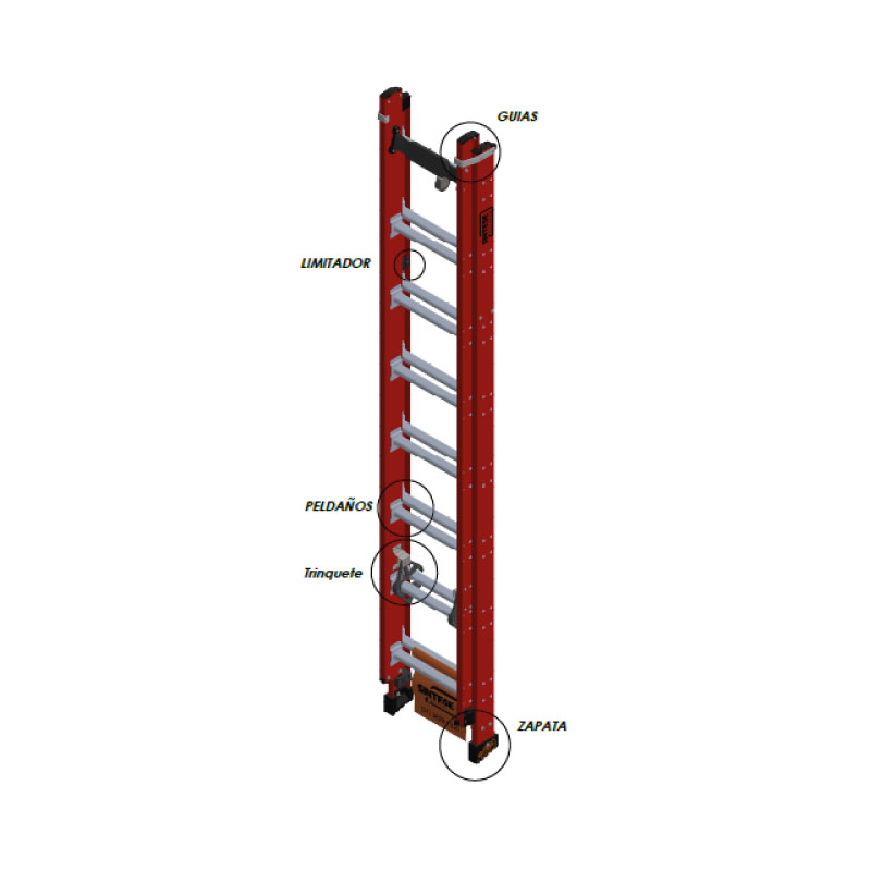 ESCALERA EXTENSIBLE CON PELDAÑO EN “D” REMACHADO - EAFRD EXP